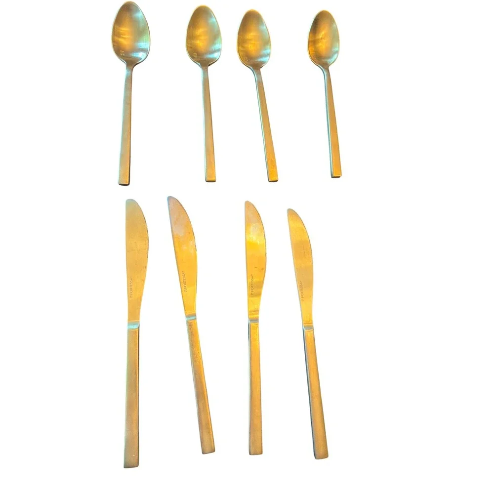 Fortessa Flatware Gold 20pc Arezzo Brushed Stainless Steel Modern Cutlery Set